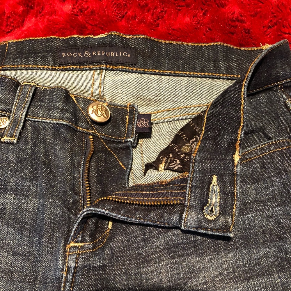 Rock & Republic Kasandra Bootcut Dark Denim Jeans Stretch Chic Edgy (Size 6L) - Picture 8 of 14